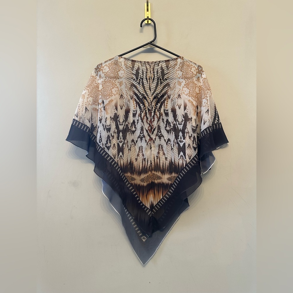 Vintage Y2K Era B.L.E.U. Multicolor Rhinestone Western Patterned Cape Size Large - Picture 4 of 5
